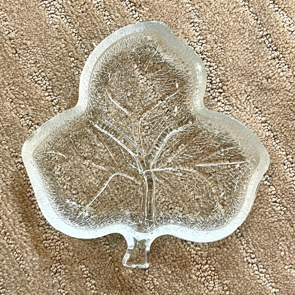 Vintage Clear Glass Leaf Dish